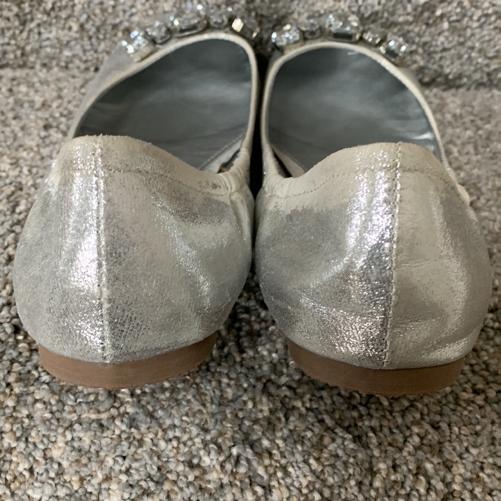 “Golden Girl” Jeweled Silver Ballet Flats - Picture 6 of 10